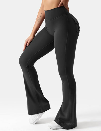 Flare Scrunch Leggings With Pockets