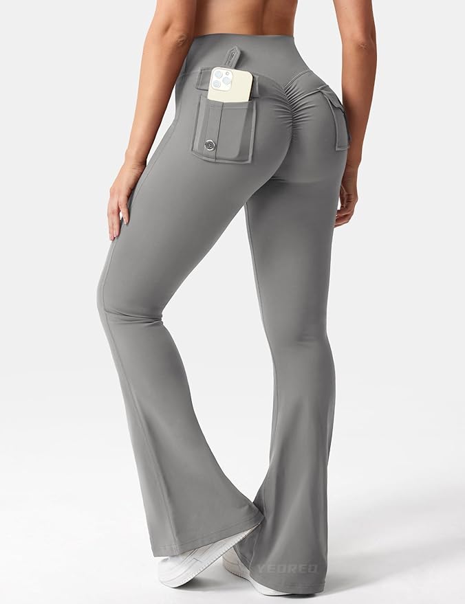 Flare Scrunch Leggings With Pockets